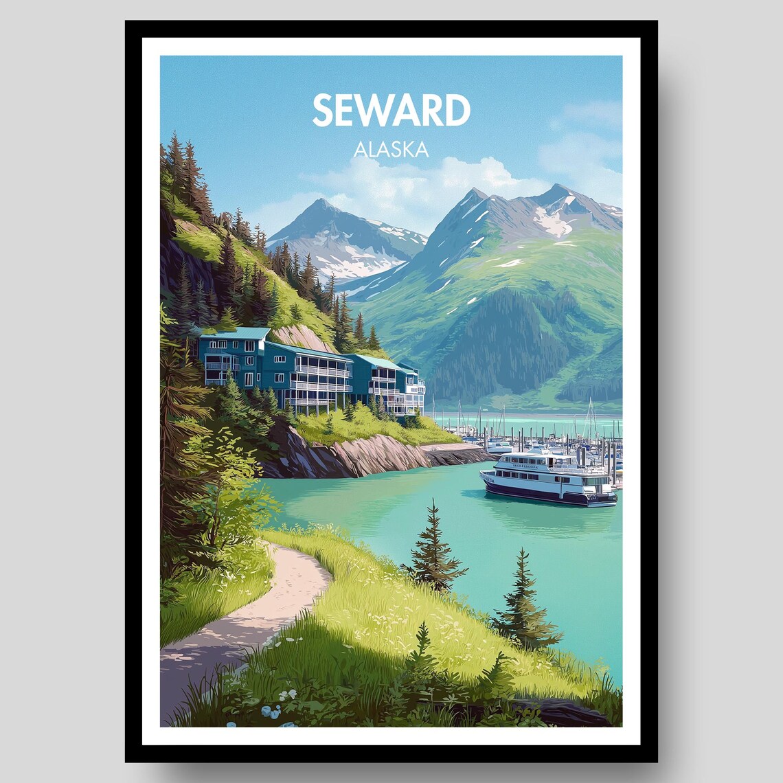 Seward Poster, Kenai Fjords National Park Travel Poster