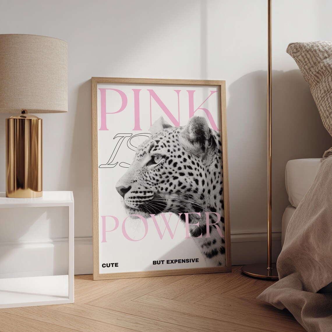 Pink Is Power Cute But Expensive Bold Leopard Fashion Quote Poster