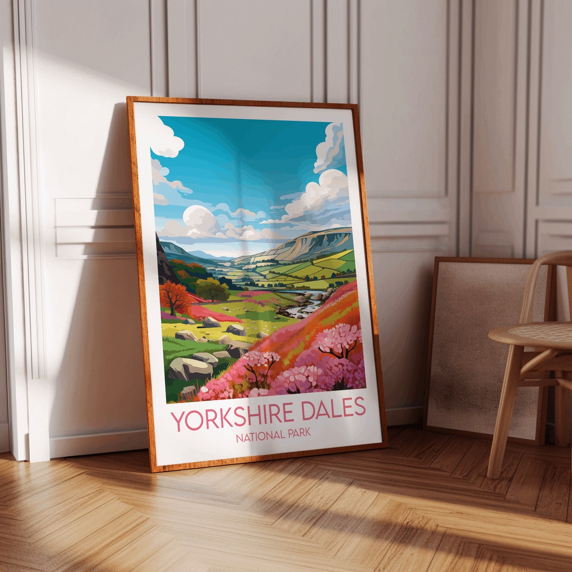 Yorkshire Dales National Park Heather Hills River Valley Travel Poster - Image 3