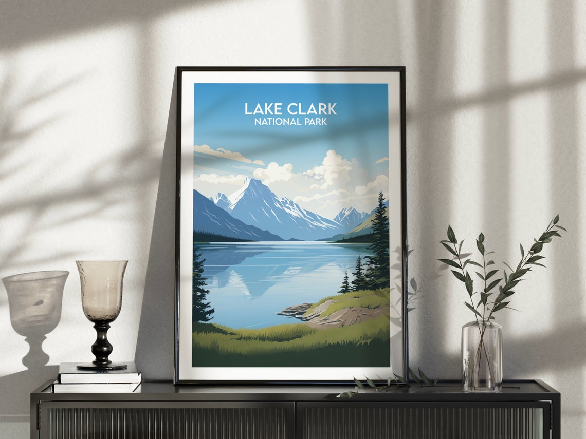 Lake Clark National Park Snowy Peaks Mirror Lake Scenic Poster - Image 3