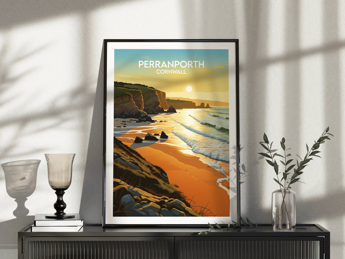 Perranporth Travel Poster, Cornwall Place Print - Image 5