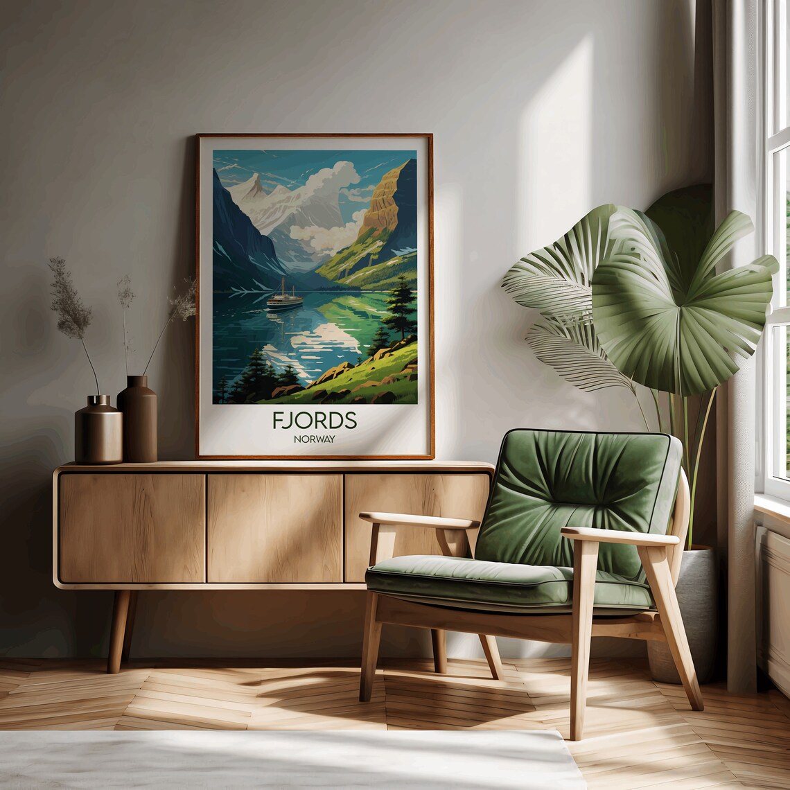 Fjords Travel Poster, Norway Custom Personalised Gift - Image 2