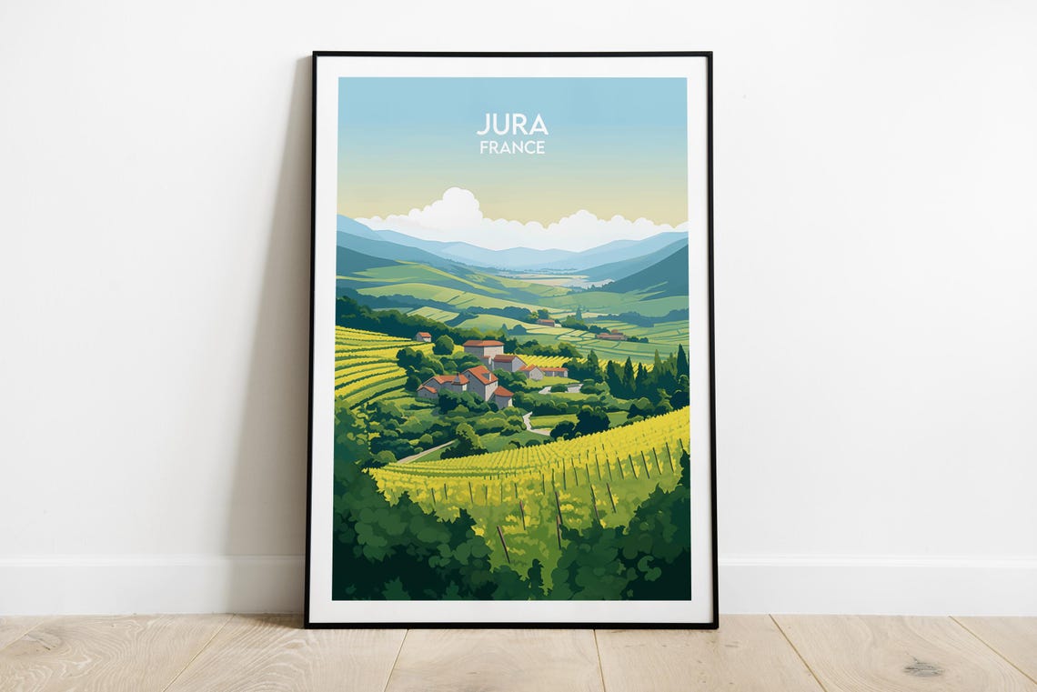 Jura France Vineyard Hills Valley Village Wine Country Poster