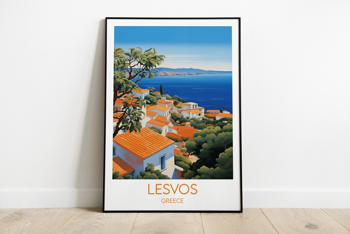 Lesvos Travel Poster, Custom Personalised Greece Gift