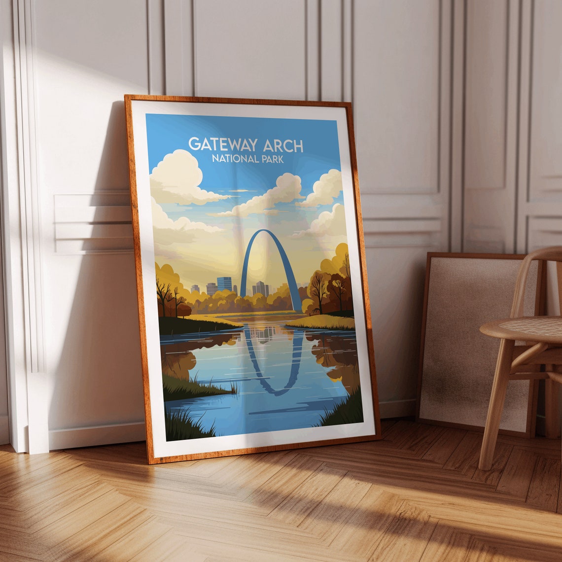 Gateway Arch National Park St Louis Skyline Lake Reflection Poster - Image 2