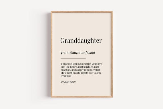 Granddaughter Definition Dictionary Poster, Funny Gift