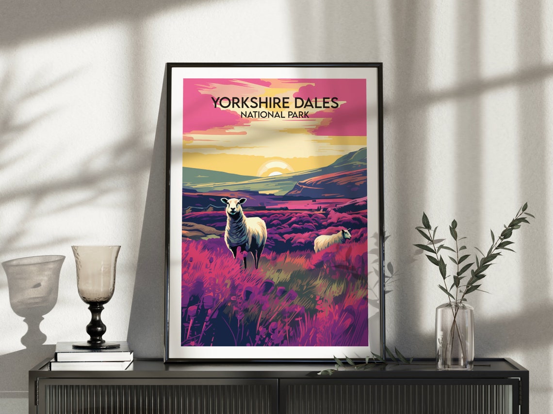 Yorkshire Dales National Park Sheep Heather Sunset Travel Poster - Image 5