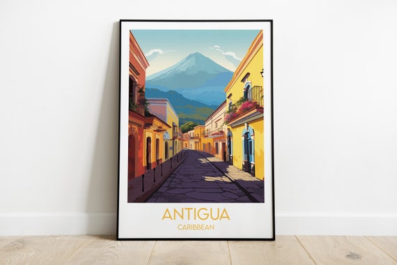 Antigua Travel Print Caribbean Poster Custom Personalised Wedding Birthday Gift