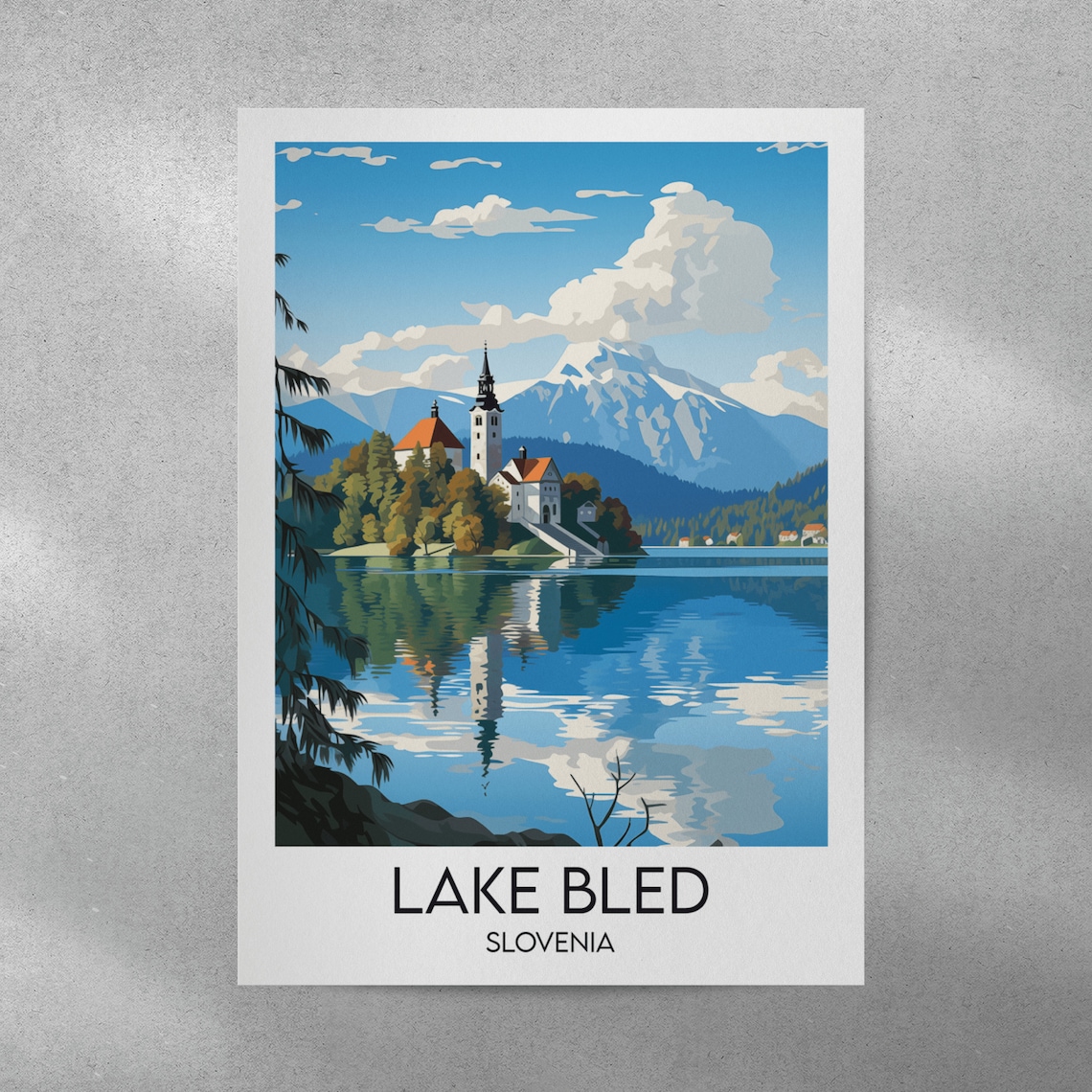 Lake Bled Travel Poster, Slovenia Custom Personalised - Image 4