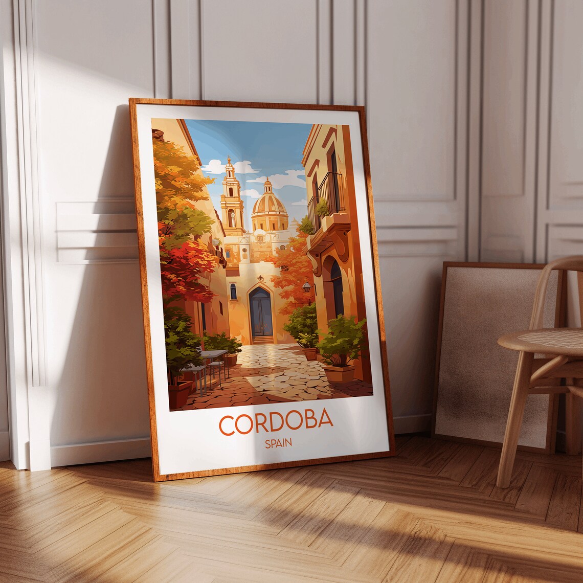 Cordoba Spain Sunlit Plaza Cathedral Golden Afternoon Travel Poster - Image 2
