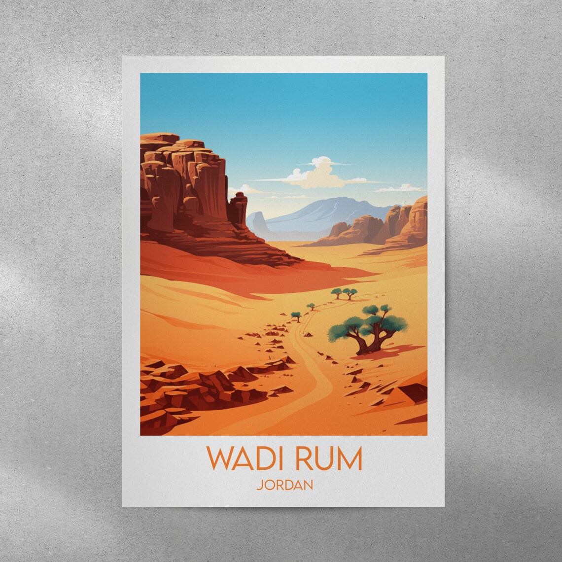 Wadi Rum Jordan Red Rock Desert Valley Caravan Travel Poster - Image 4
