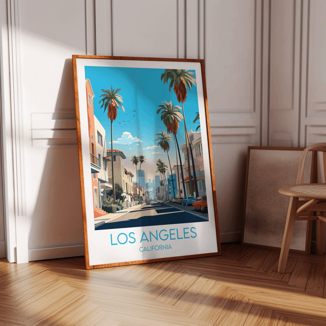 Los Angeles California Downtown Palm Avenue Sunny Travel Poster - Image 2