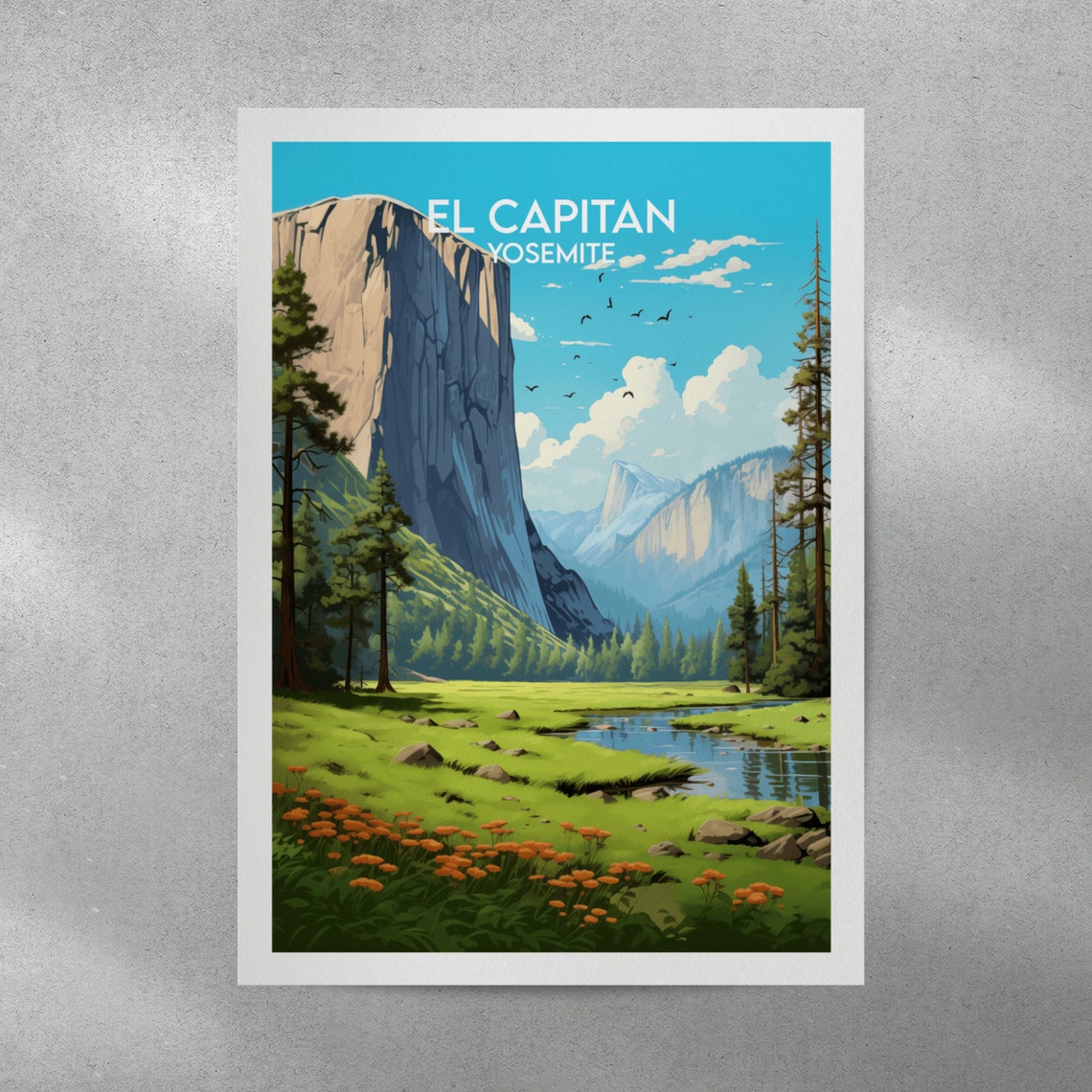 El Capitan Yosemite Granite Cliff Wildflower Meadow Scenic Poster - Image 3