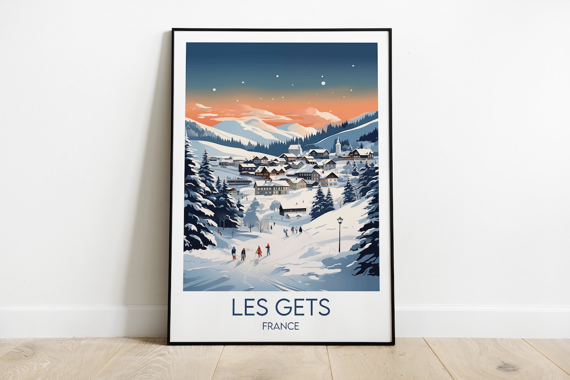 Les Gets Ski Travel Poster, France Custom Personalised