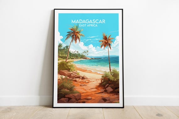 Madagascar Travel Print East Africa Poster Custom Personalised Wedding Birthday Gift