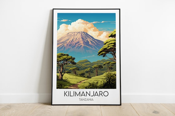 Kilimanjaro Travel Print Tanzania Poster Custom Personalised Wedding Birthday Gift