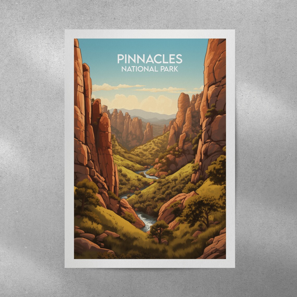 Pinnacles National Park Canyon Stream Valley Rocks Travel Poster - Image 4