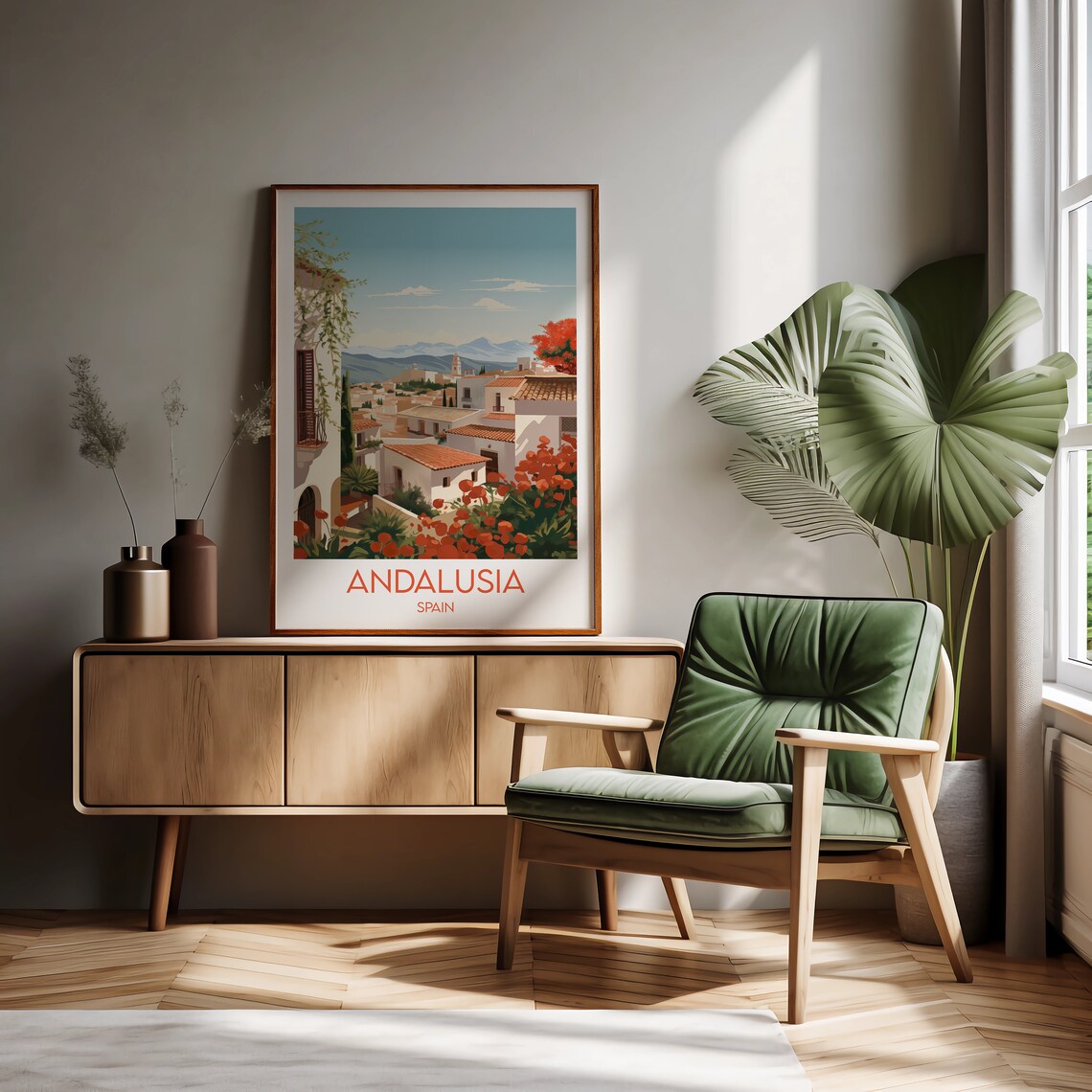 Andalusia Spain Whitewashed Village Hillside Retro Travel Poster - Image 2