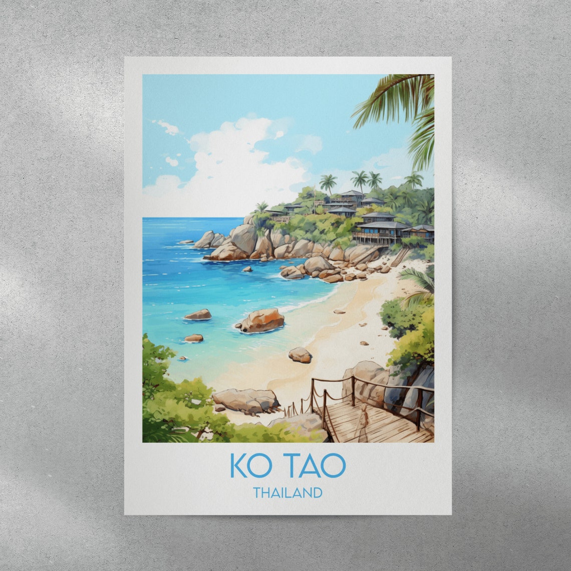 Ko Tao Thailand Sandy Beach Palms Resort Coast Travel Poster - Image 3