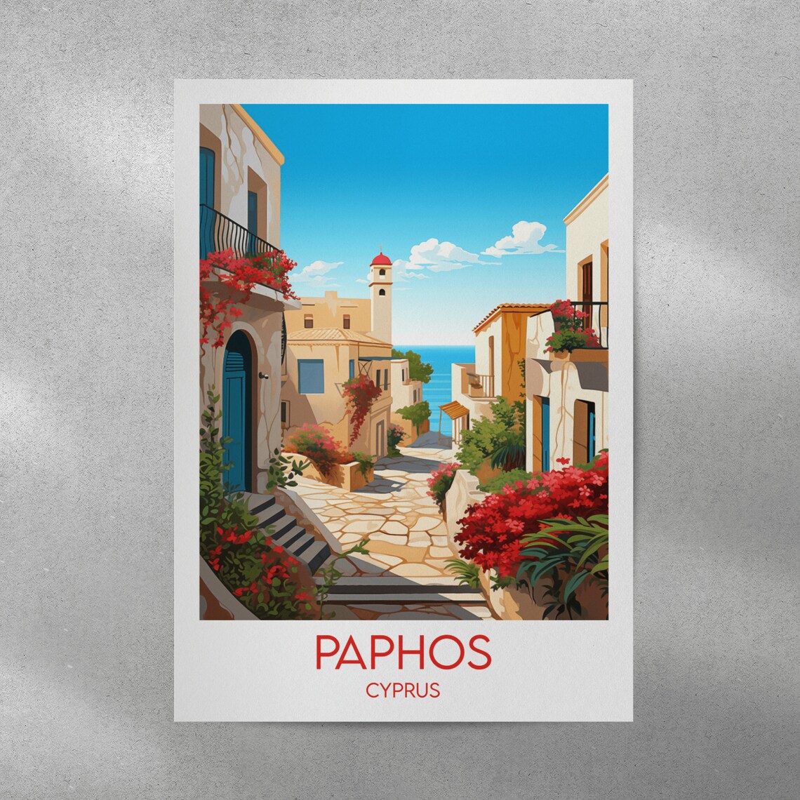 Paphos Travel Poster, Custom Personalised Gift - Image 3