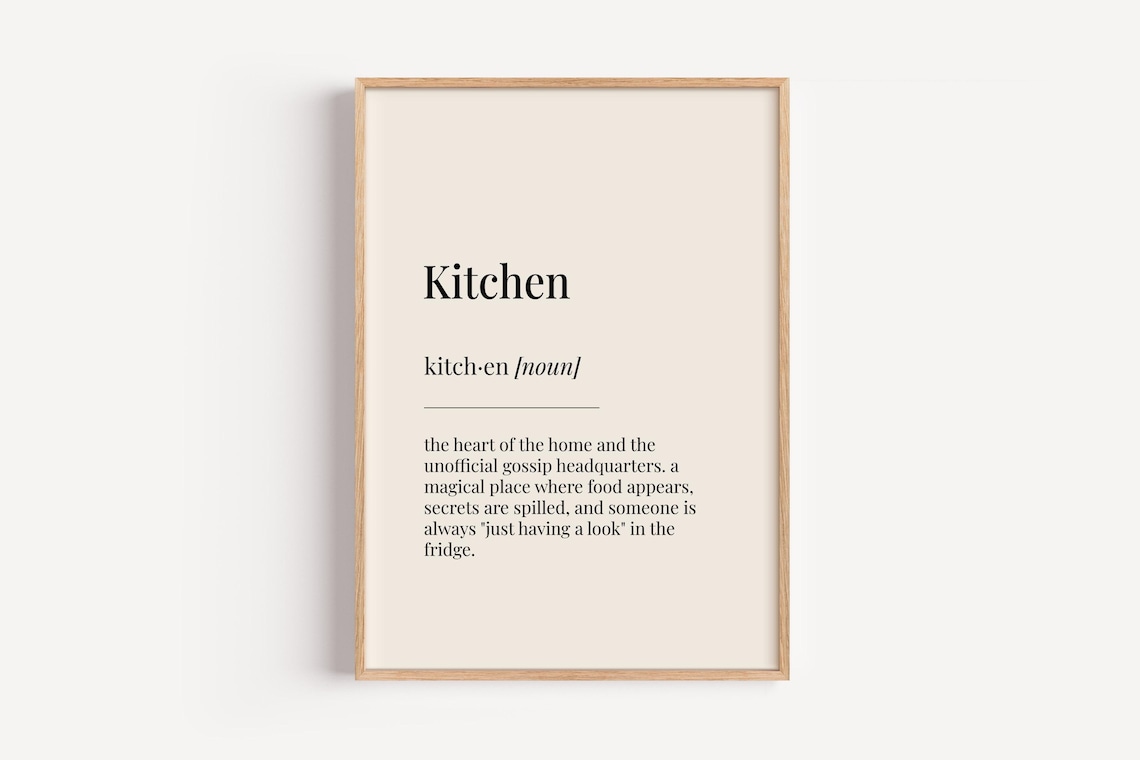 Kitchen Definition Dictionary Poster, Family Wall Art