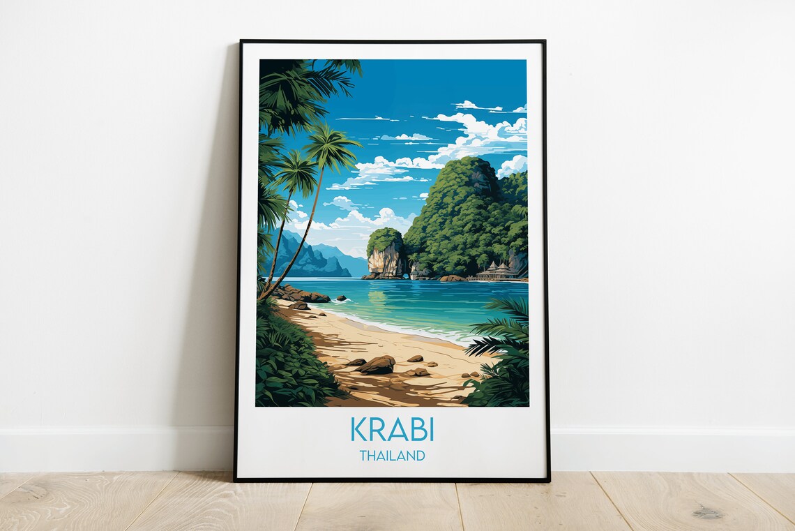 Krabi Travel Poster, Thailand Custom Personalised