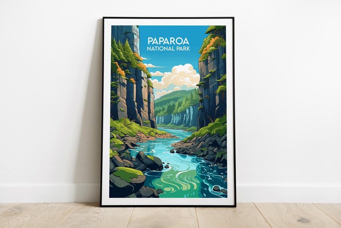 Paparoa National Park River Gorge Canyon Vintage Travel Poster