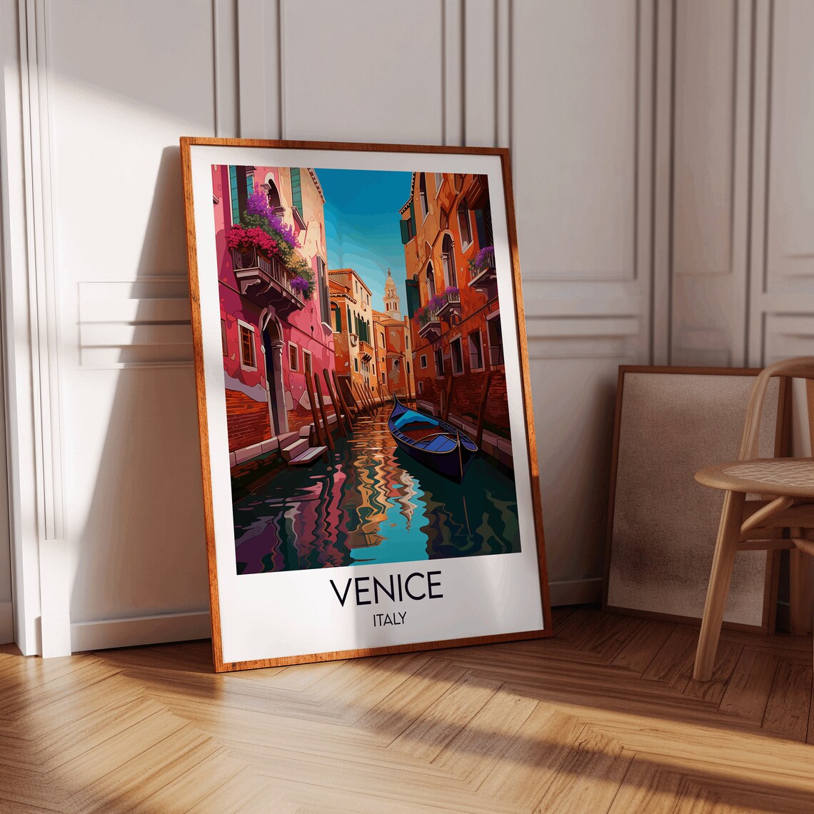 Venice Italy Gondola Canal Charming Flowers Waterfront Travel Poster - Image 4