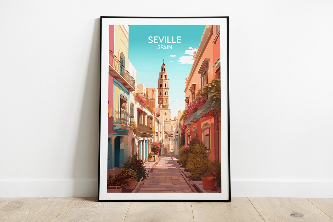 Seville Travel Poster, Spain Custom Personalised Gift