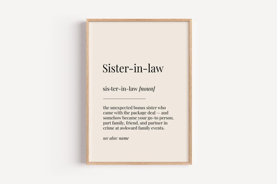 Sister in Law Definition Dictionary Poster, Funny Gift