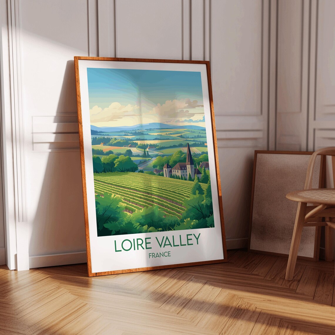 Loire Valley France Vineyard Village Church Vintage Travel Poster - Image 3