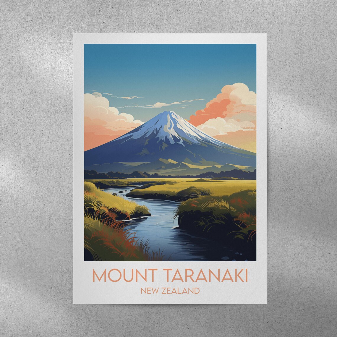 Mount Taranaki New Zealand Snowcapped Volcano Vintage Travel Poster - Image 4