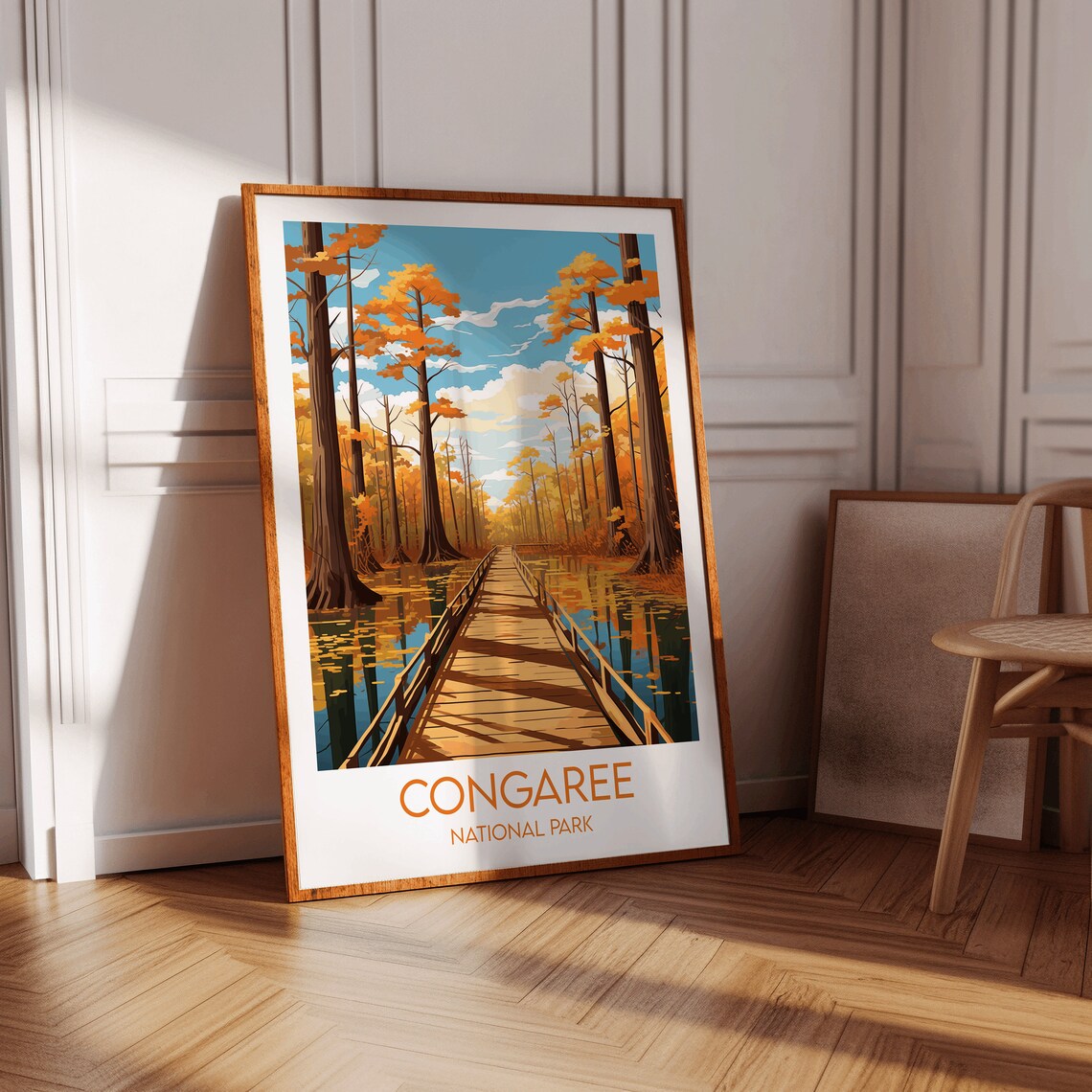 Congaree National Park Autumn Boardwalk Fall Colors Travel Poster Art - Image 2
