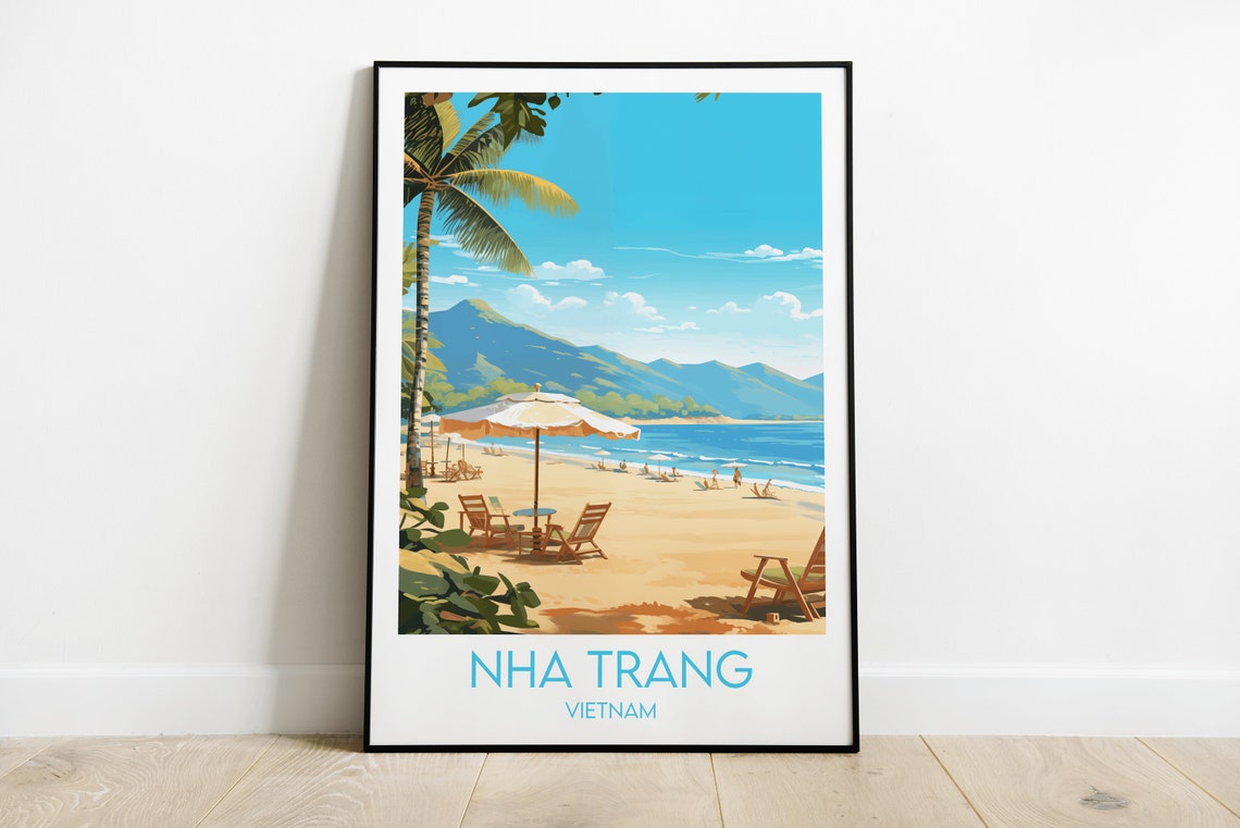 Nha Trang Vietnam Beach Resort Tropical Coastline Travel Poster