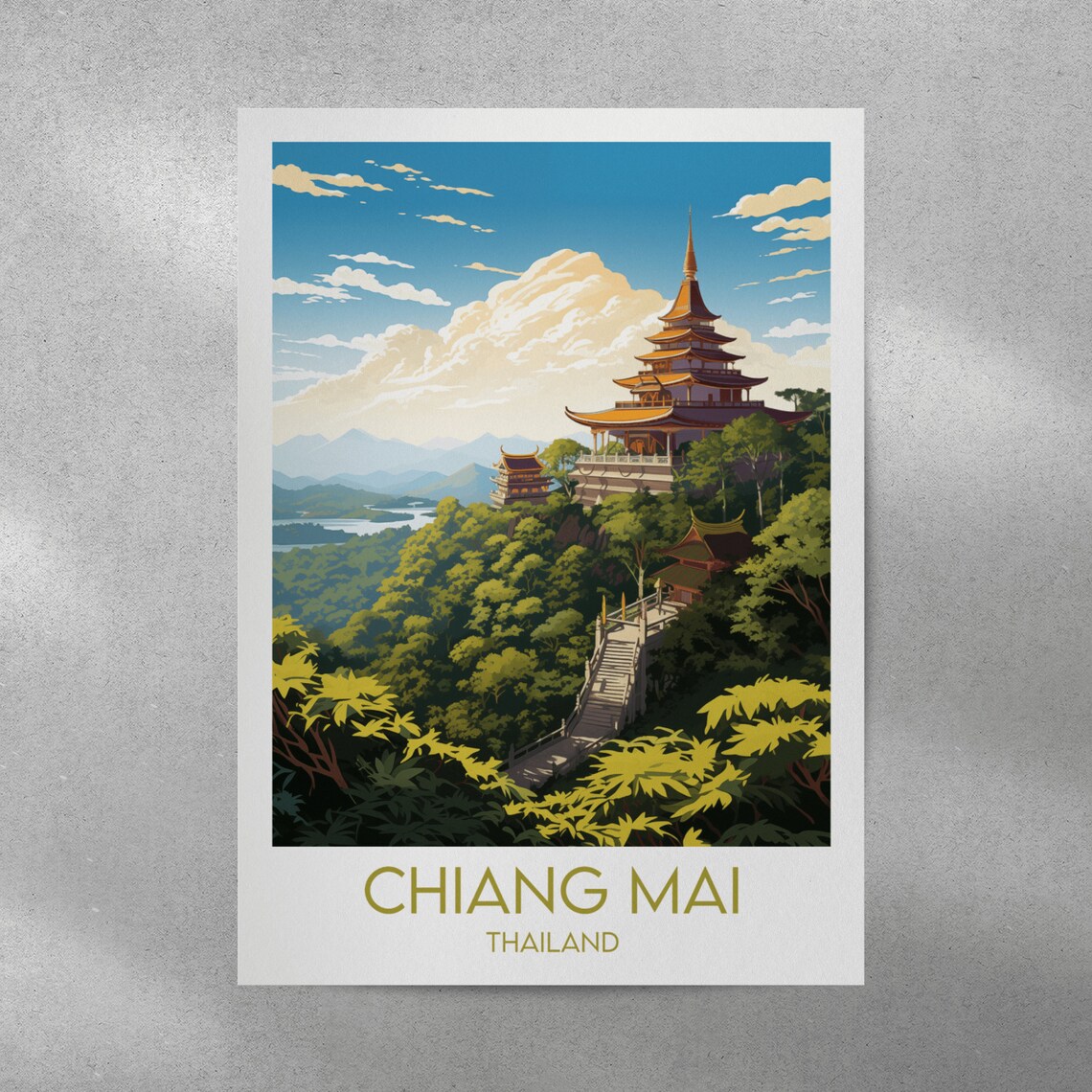 Chiang Mai Travel Poster, Custom Personalized Gift - Image 3