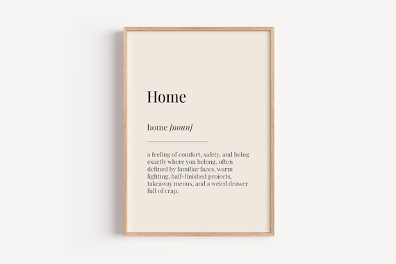 Home Definition Dictionary Art Cozy Heartfelt Housewarming Poster