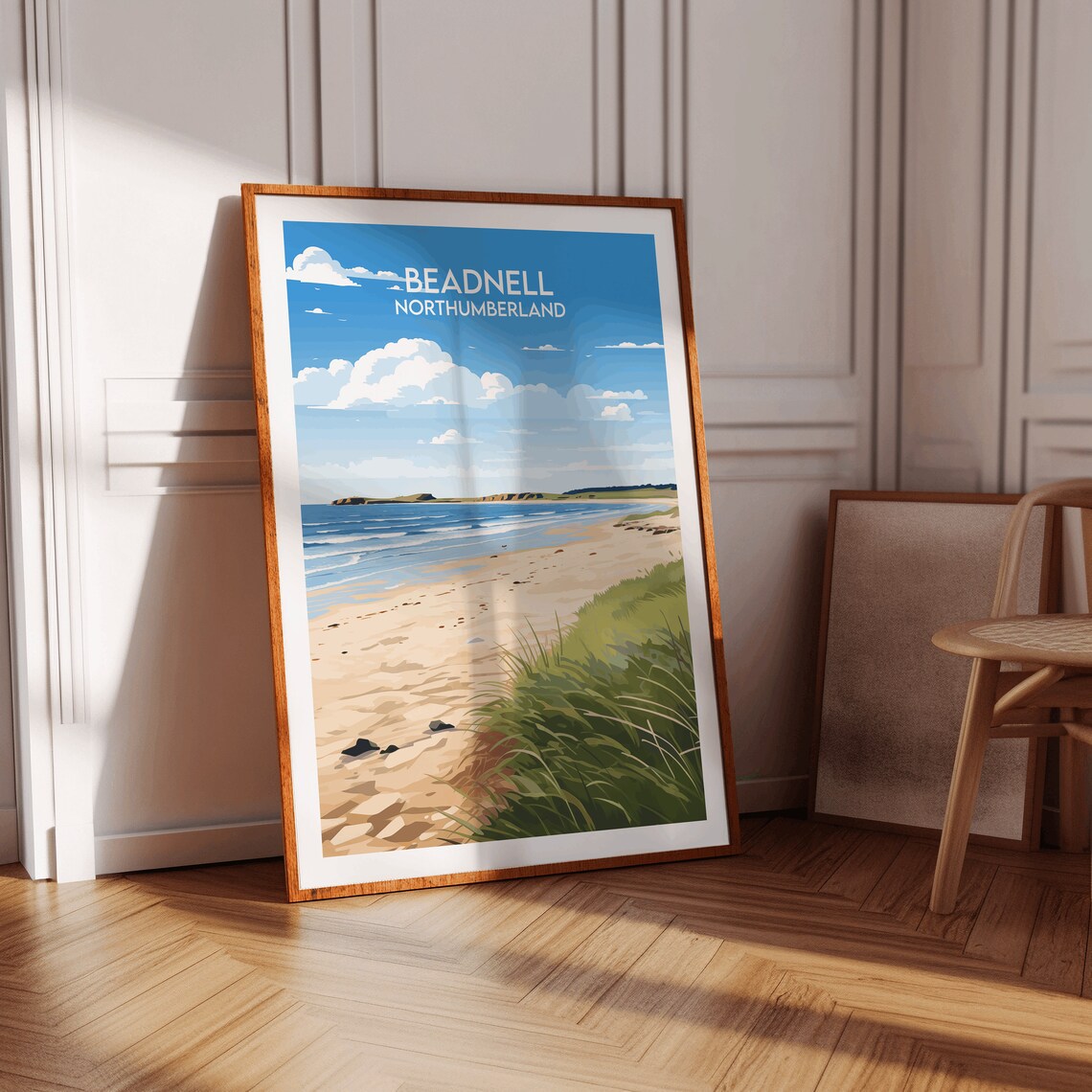 Beadnell Northumberland Golden Beach and Dune Grass Travel Poster - Image 2
