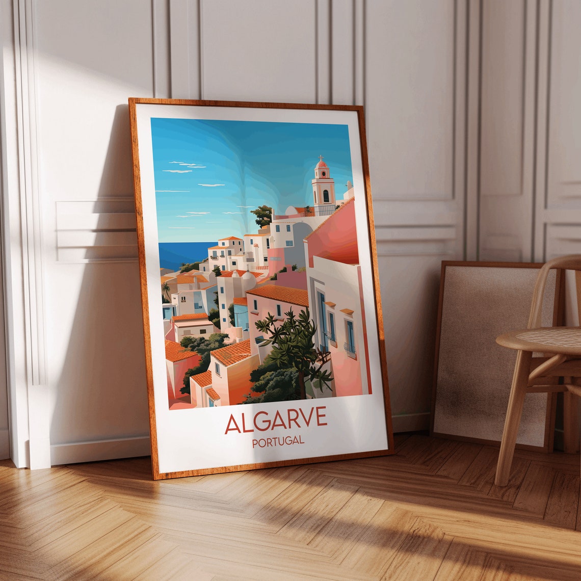 Algarve Portugal Seaside Village Rooftops Classic Travel Art Poster - Image 4