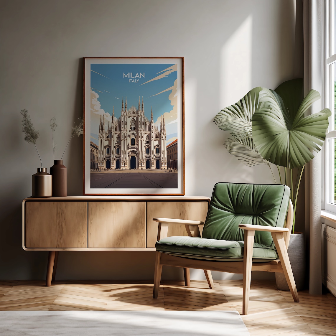 Milan Italy Gothic Duomo Cathedral Facade Vintage Travel Poster - Image 2