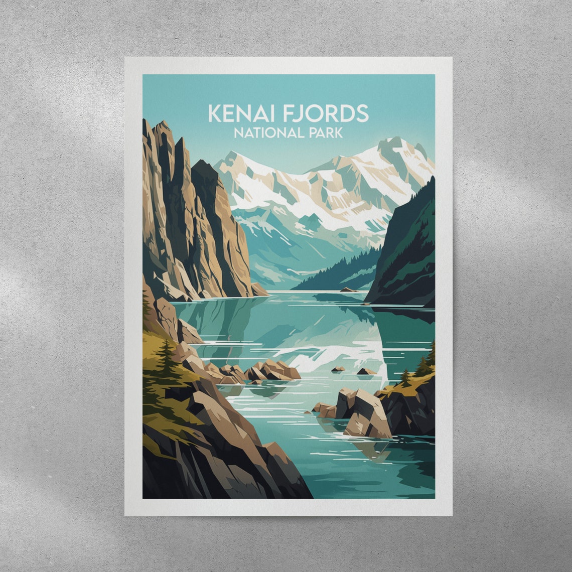Kenai Fjords National Park Glacier Bay Mountain Reflection Poster - Image 2