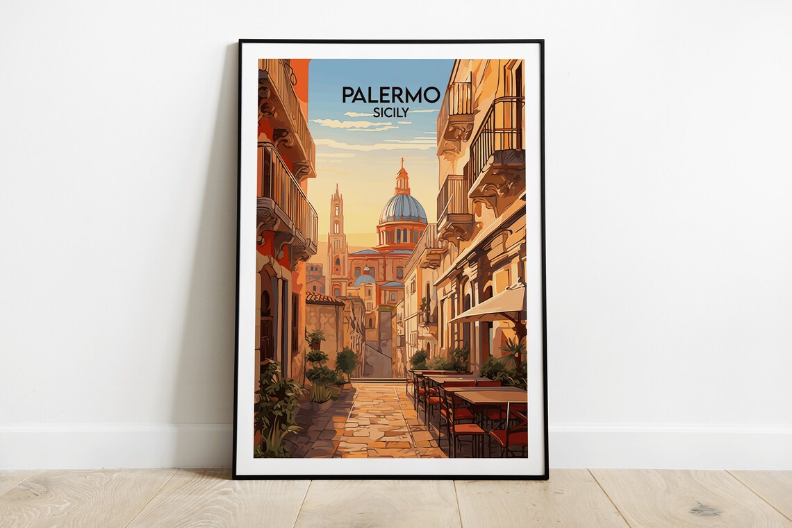 Palermo Travel Poster, Sicily Italy Custom Print