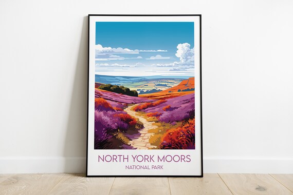 North York Moors National Park Blooming Heather Travel Poster