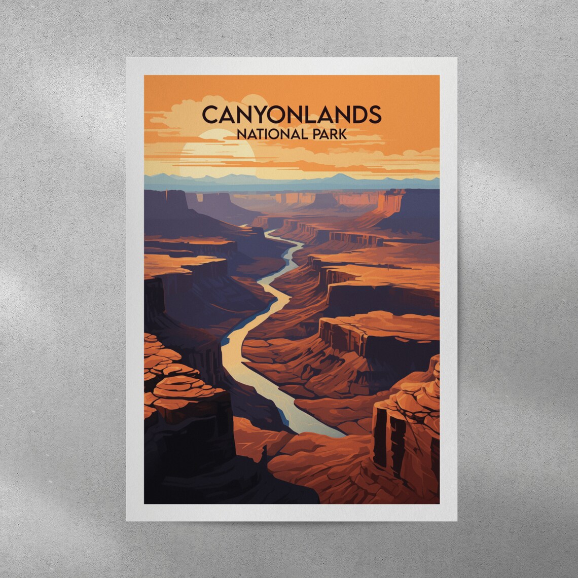 Canyonlands National Park Sunset Gorge Winding River Vintage Travel Poster - Image 2