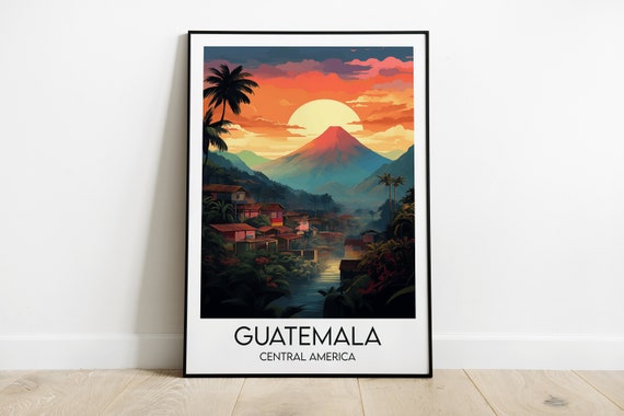 Guatemala Travel Print Central America Poster Custom Personalised Wedding Birthday Gift