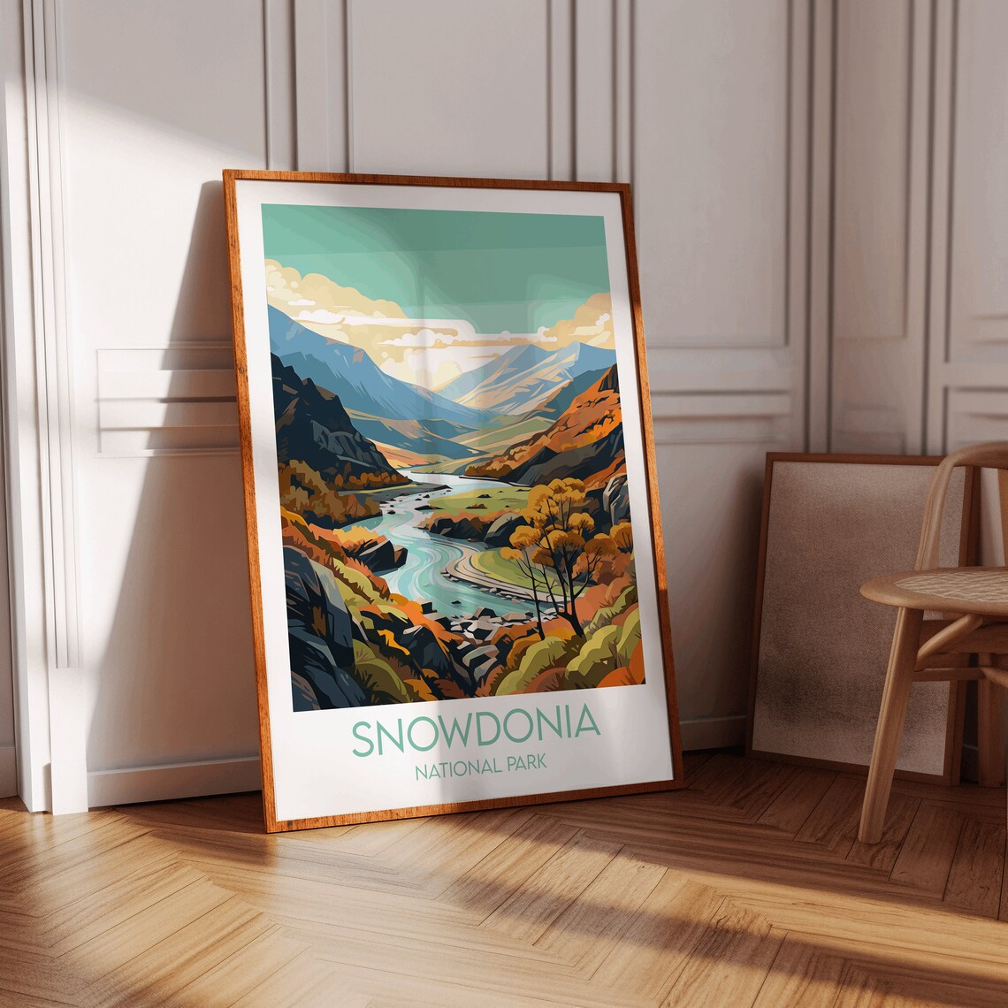 Snowdonia National Park Golden Autumn Valley River Poster Art - Image 3
