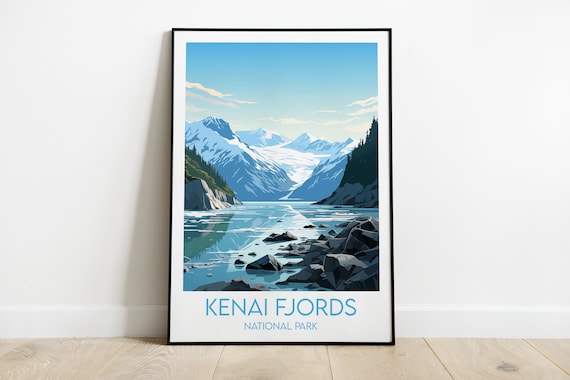 Kenai Fjords National Park Glacier Fjord Vintage Travel Poster