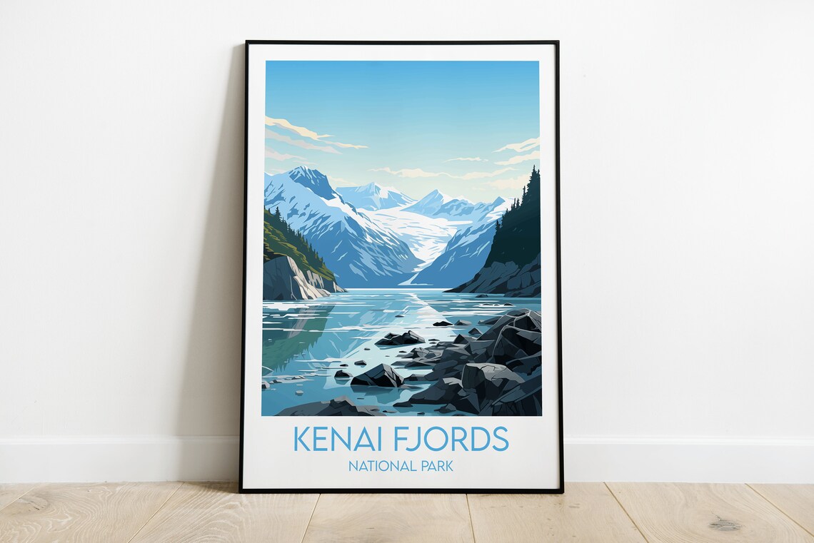 Kenai Fjords National Park Glacier Fjord Vintage Travel Poster