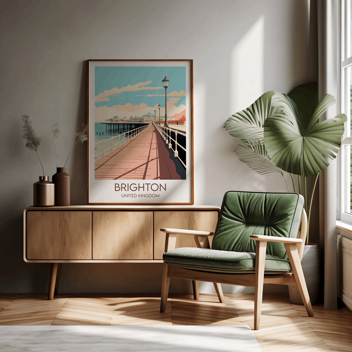 Brighton Pier Boardwalk Seaside Vintage British Travel Poster - Image 2