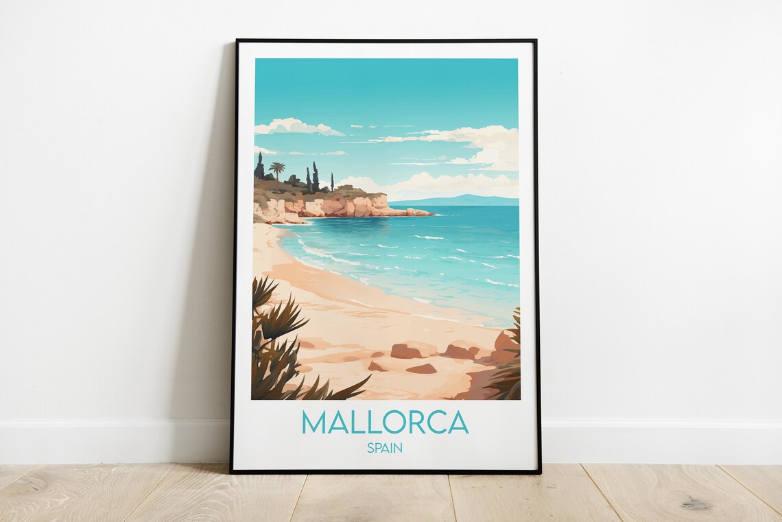 Mallorca Travel Poster, Spain Wall Art Print