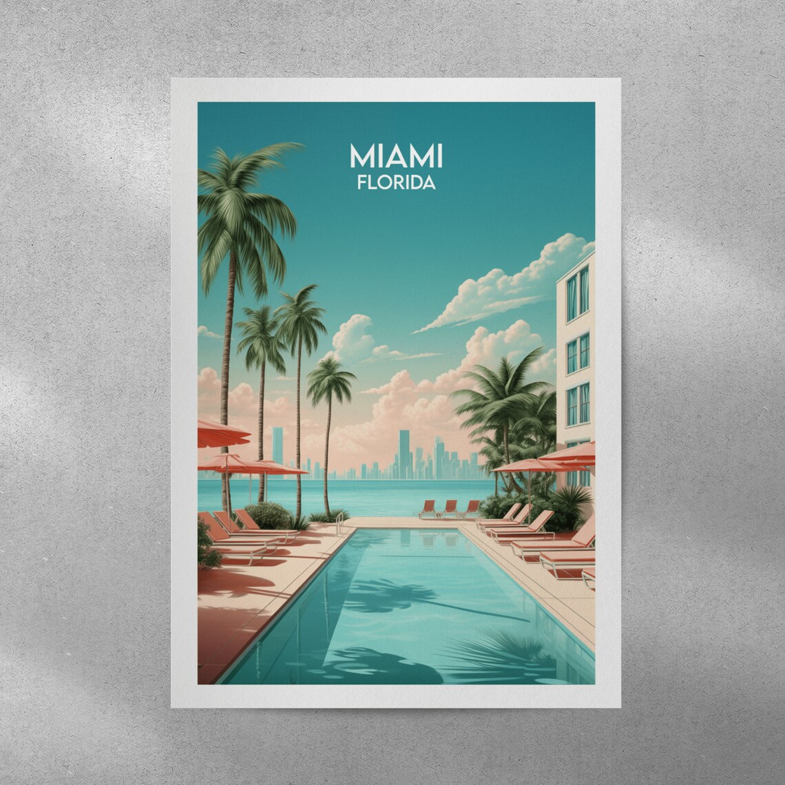 Miami Florida Travel Poster, Custom Personalized Print - Image 3